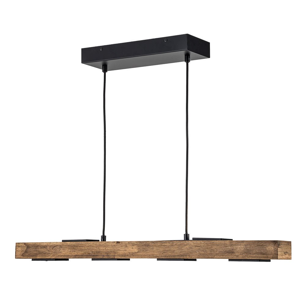 Aurina Rustic Linear Oak Wood Pendant Light - Lamp Copper