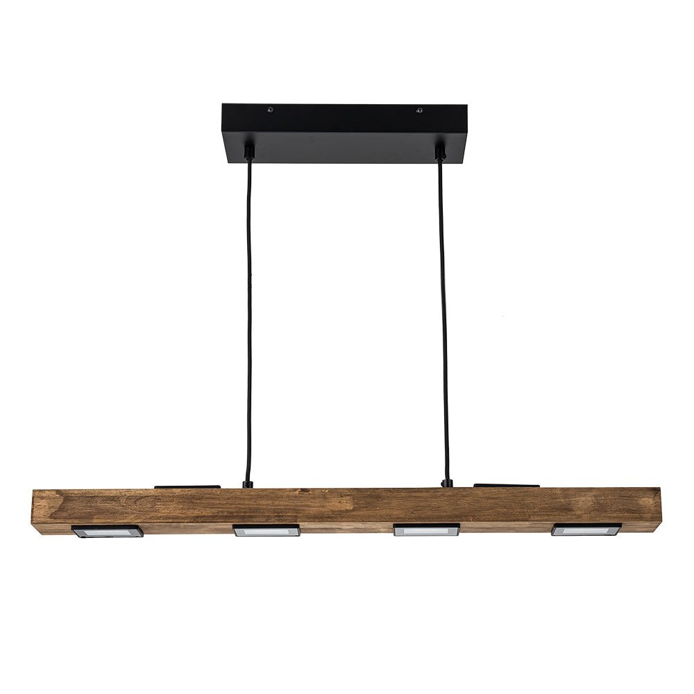 Aurina Rustic Linear Oak Wood Pendant Light - Lamp Copper