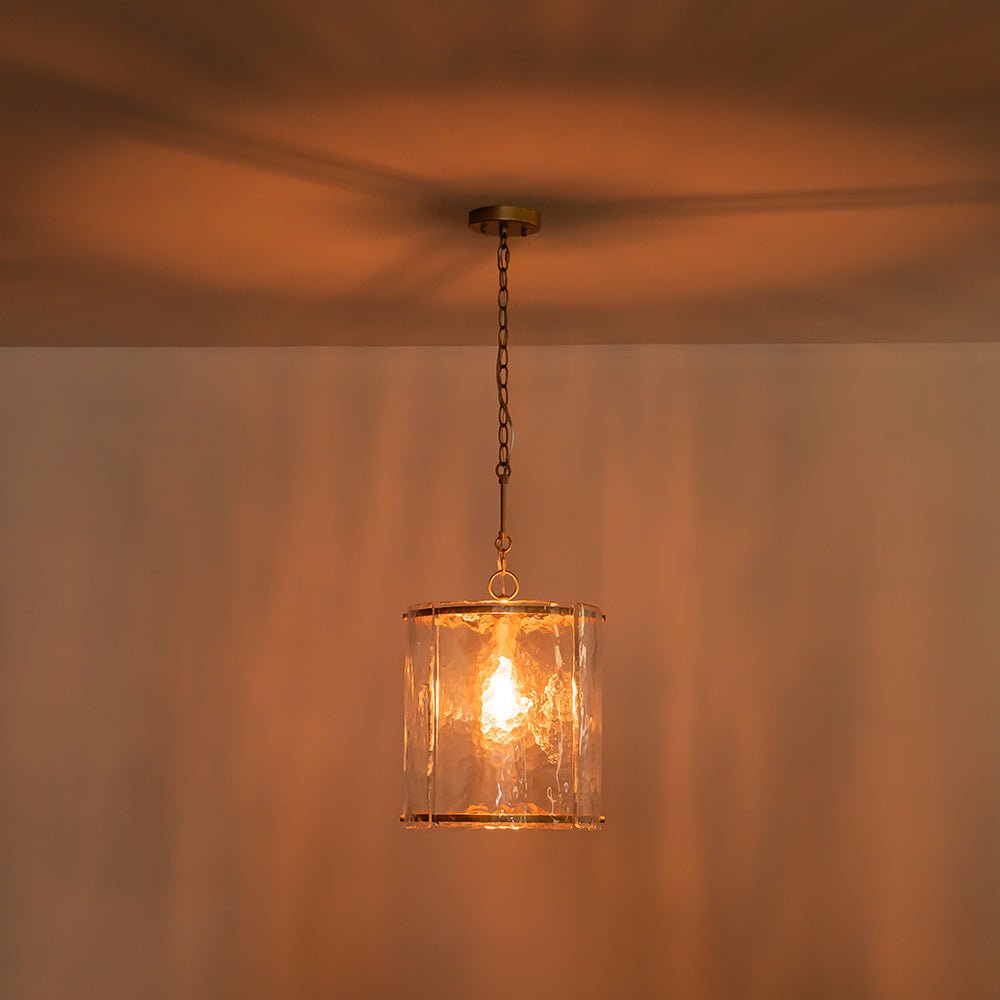 Glant Minimalist Glass Cylinder Cage Pendant - Lamp Copper