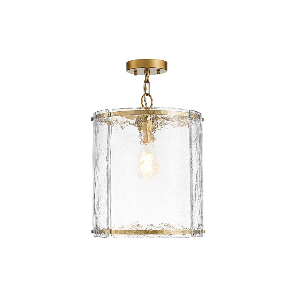 Glant Minimalist Glass Cylinder Cage Pendant - Lamp Copper