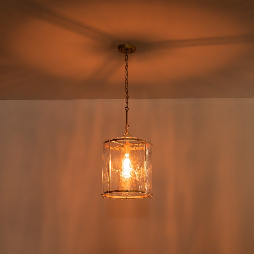 Glant Minimalist Glass Cylinder Cage Pendant - Lamp Copper