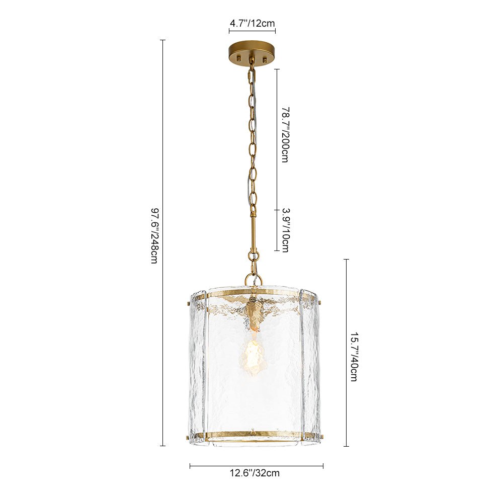 Glant Minimalist Glass Cylinder Cage Pendant - Lamp Copper