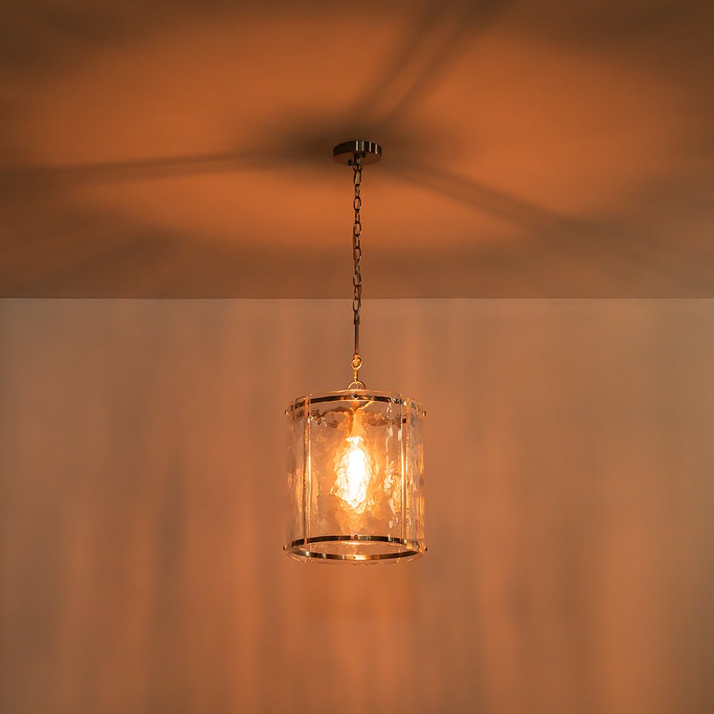 Glant Minimalist Glass Cylinder Cage Pendant - Lamp Copper
