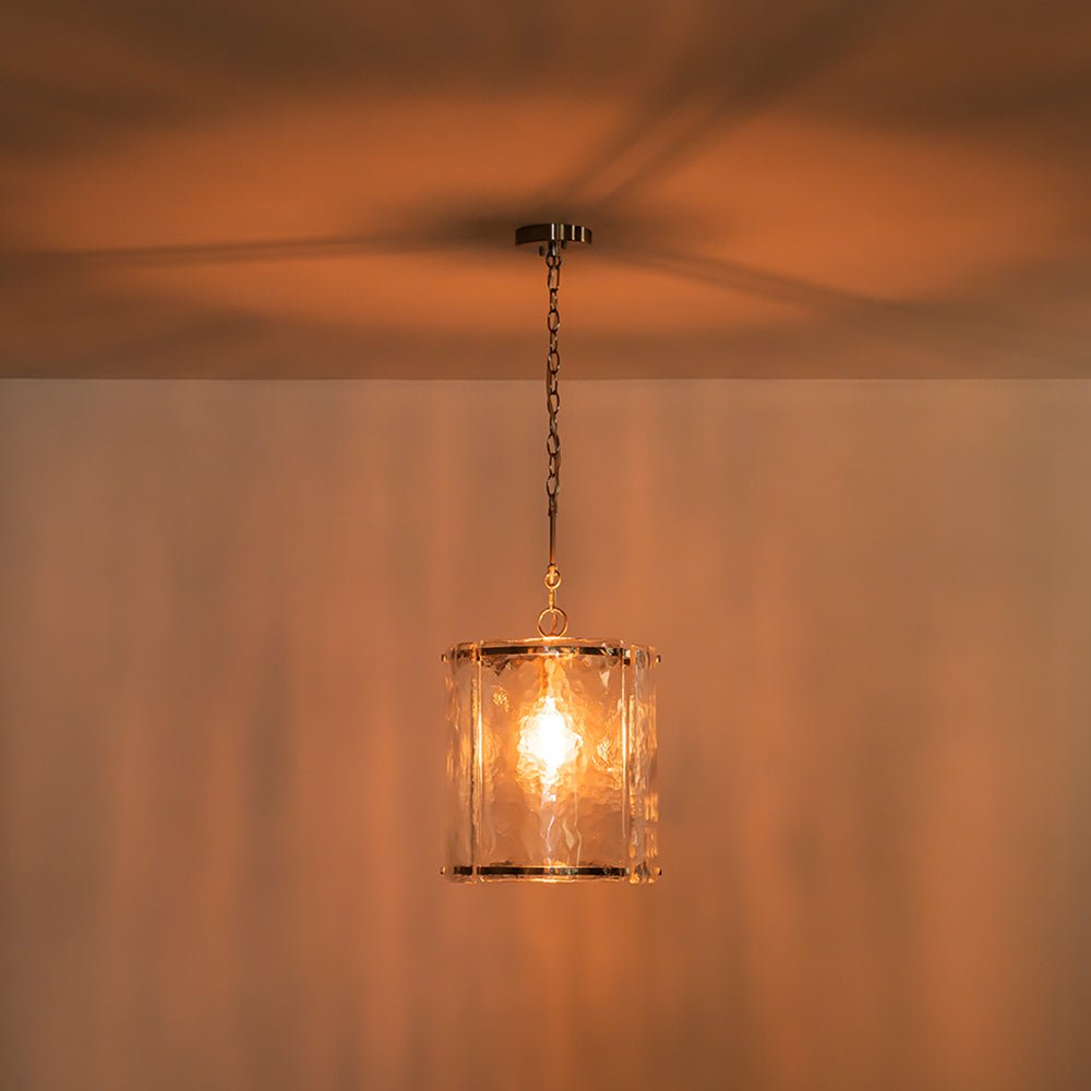 Glant Minimalist Glass Cylinder Cage Pendant - Lamp Copper