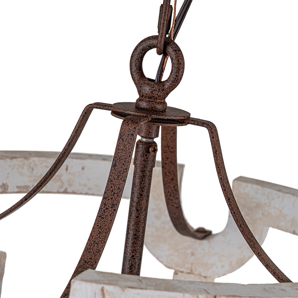 Noreli Farmhouse Wood Cylinder Pendant Light - Lamp Copper