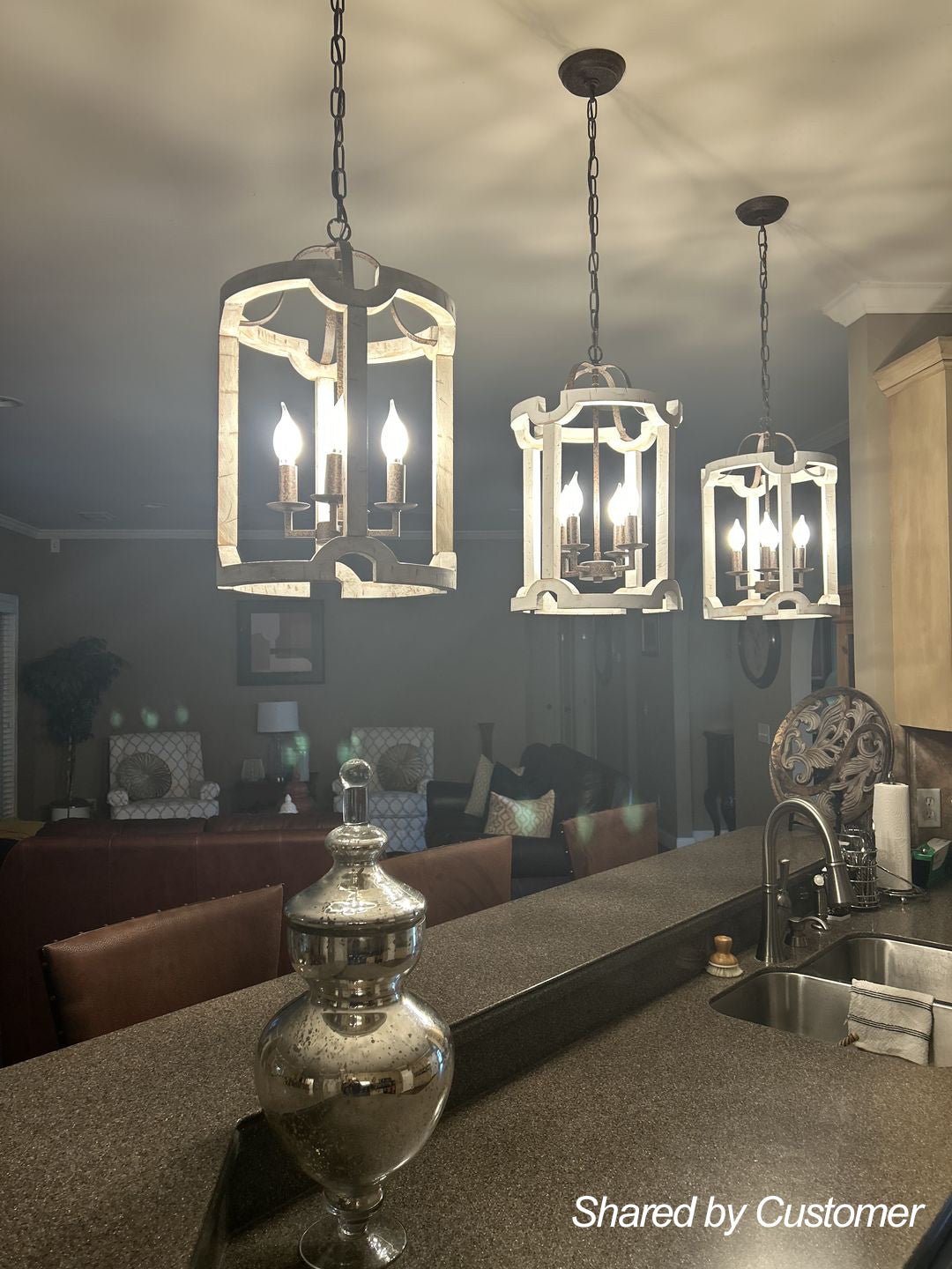 Noreli Farmhouse Wood Cylinder Pendant Light - Lamp Copper