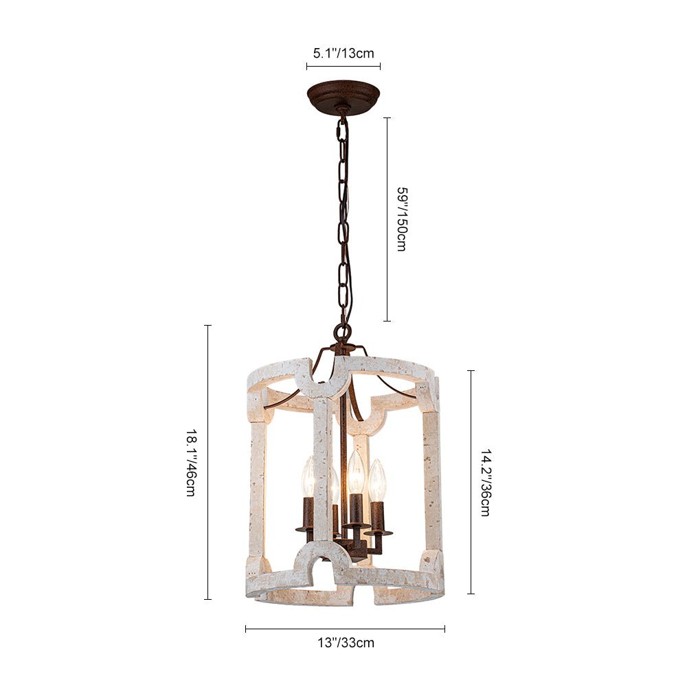 Noreli Farmhouse Wood Cylinder Pendant Light - Lamp Copper
