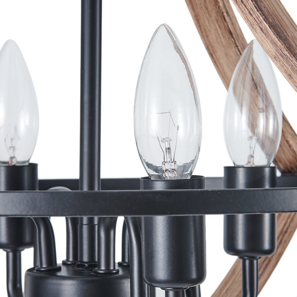 Ornulix Farmhouse Empire Wood Lantern Chandelier - Lamp Copper