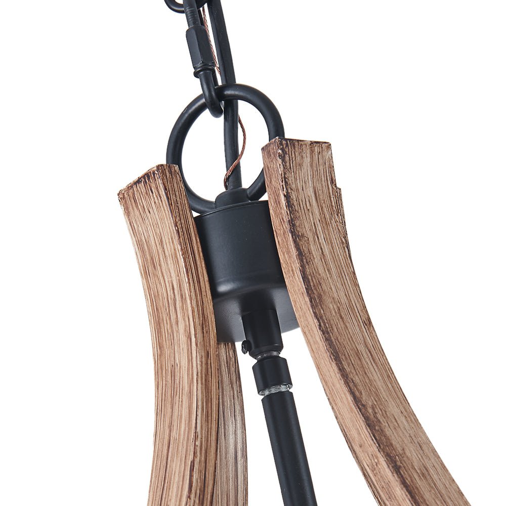 Ornulix Farmhouse Empire Wood Lantern Chandelier - Lamp Copper