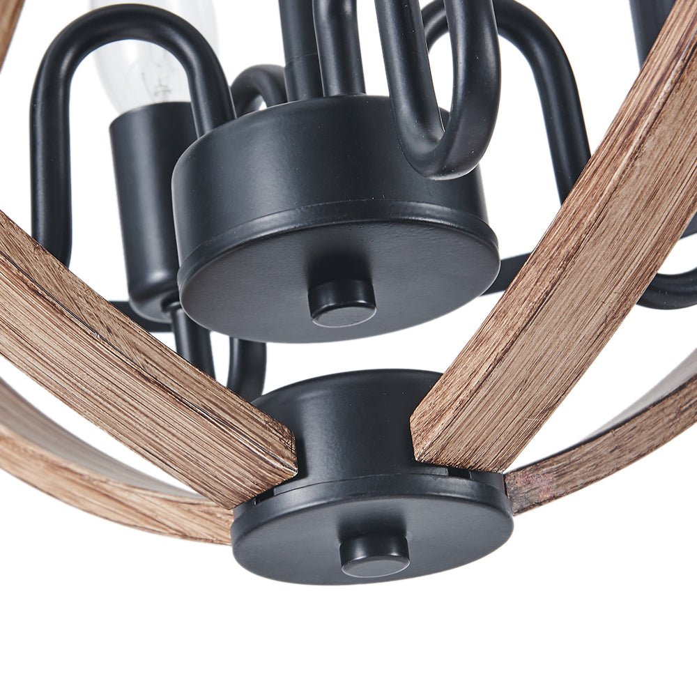 Ornulix Farmhouse Empire Wood Lantern Chandelier - Lamp Copper