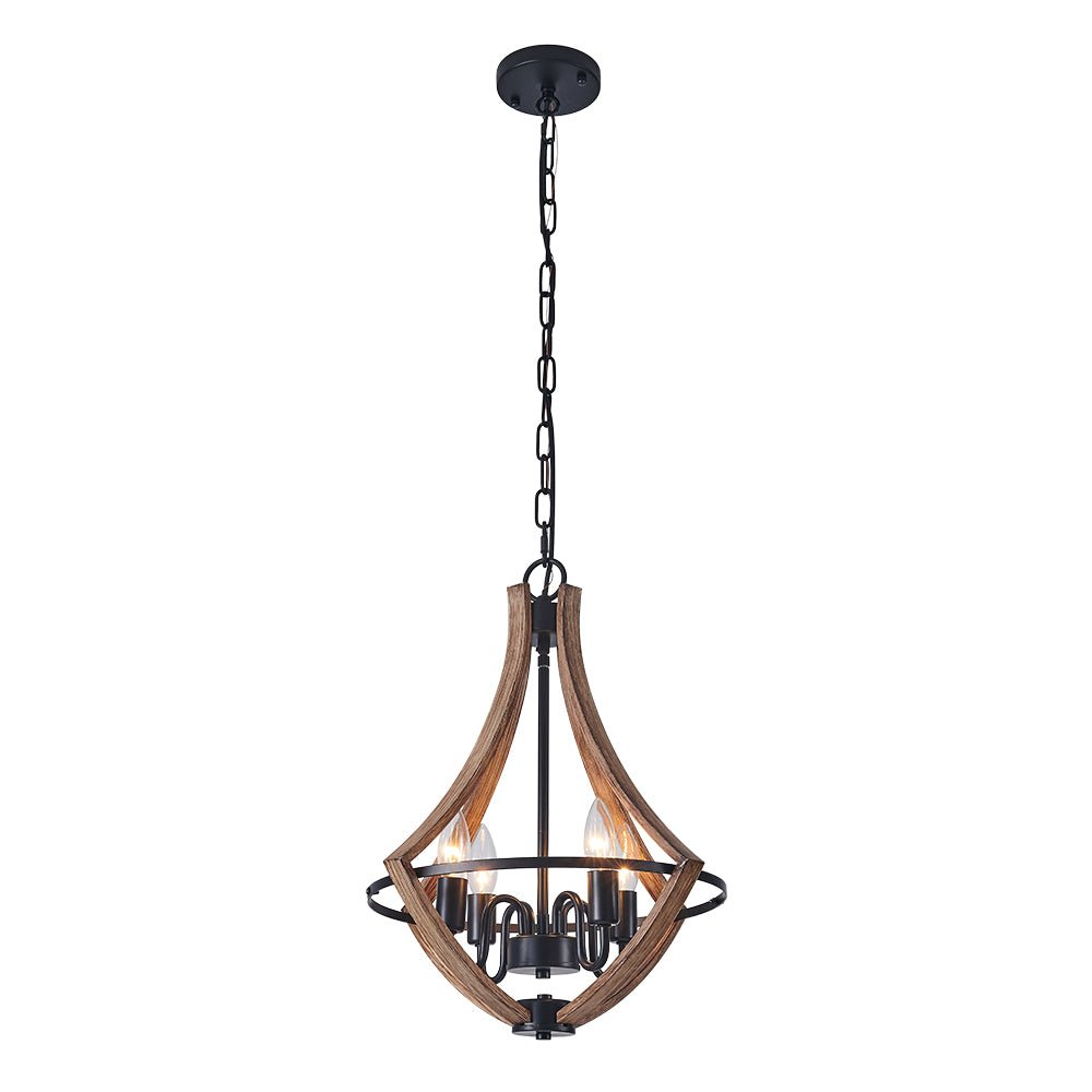 Ornulix Farmhouse Empire Wood Lantern Chandelier - Lamp Copper