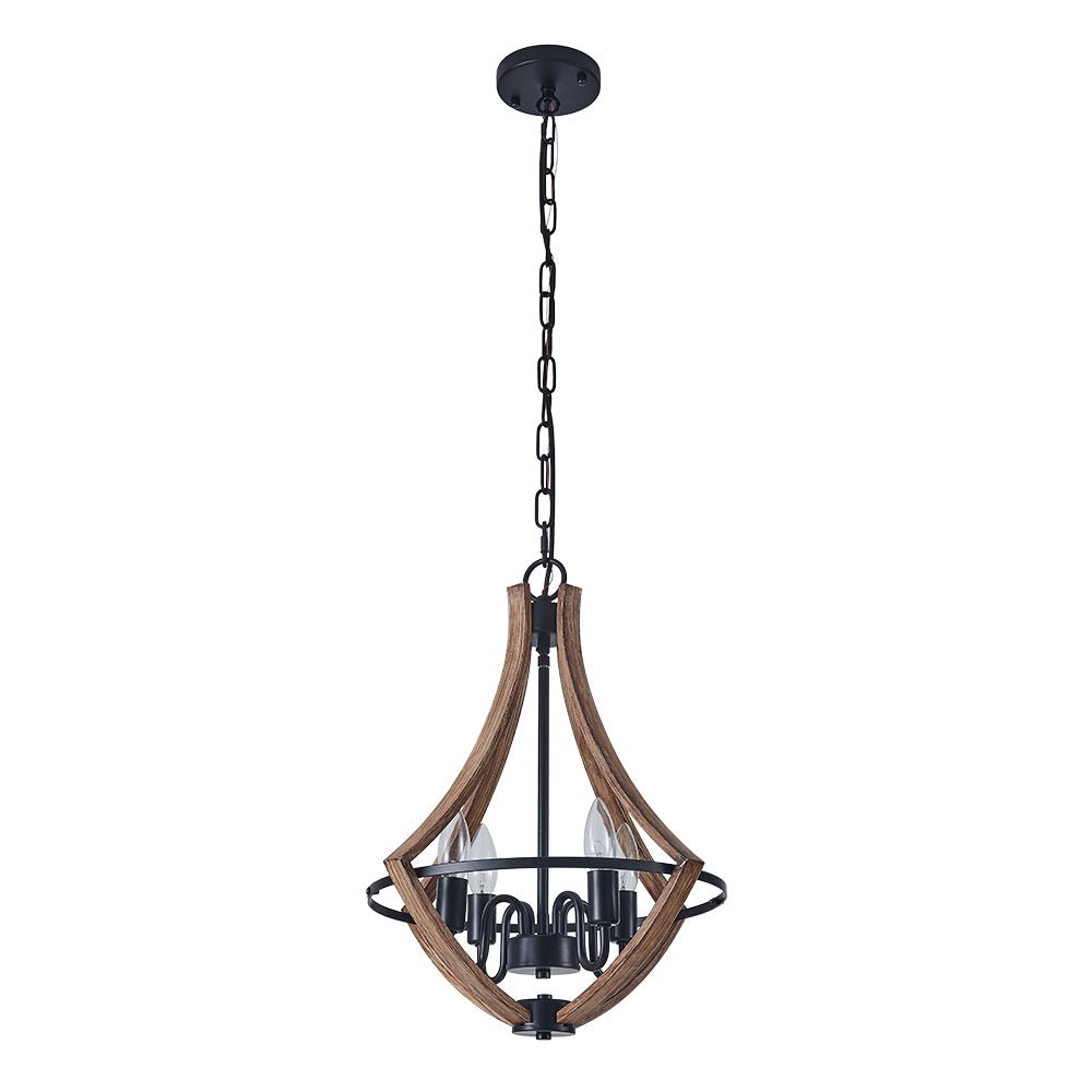 Ornulix Farmhouse Empire Wood Lantern Chandelier - Lamp Copper