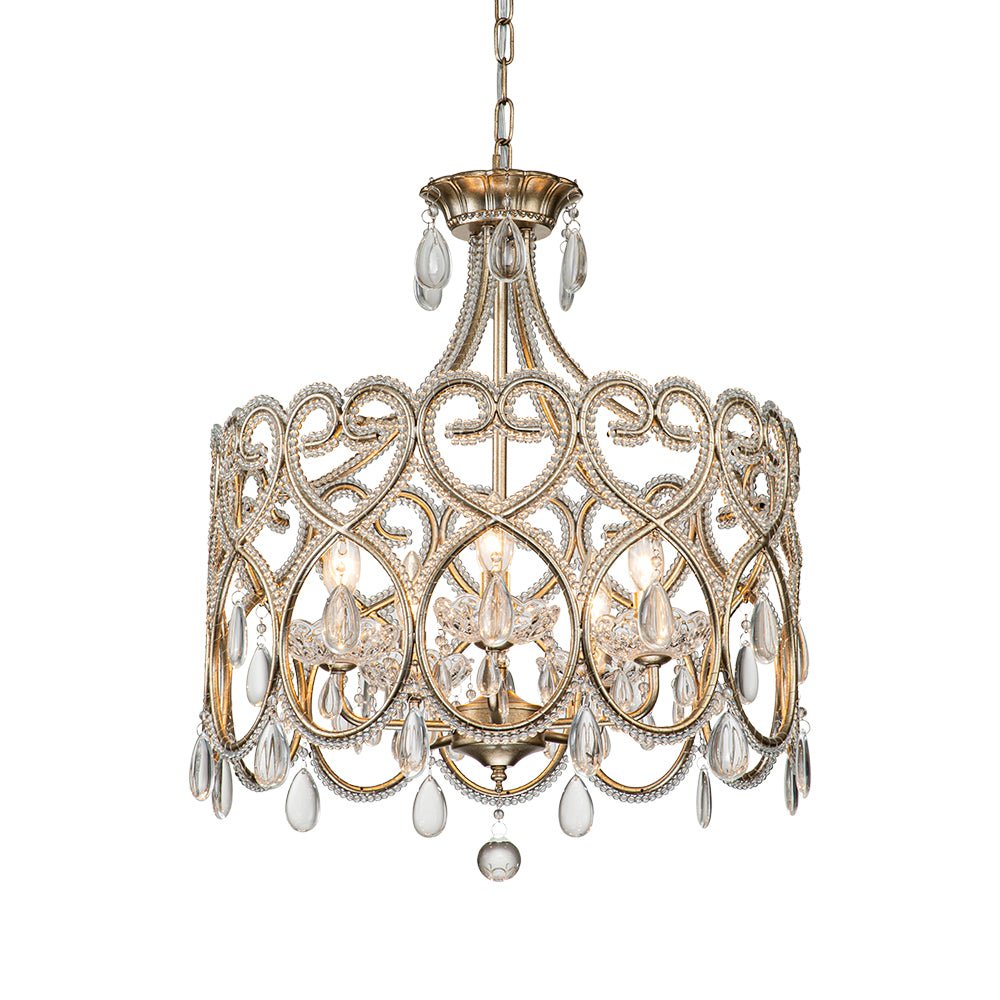 Cielo Antique Crystal Drum Chandelier - Lamp Copper