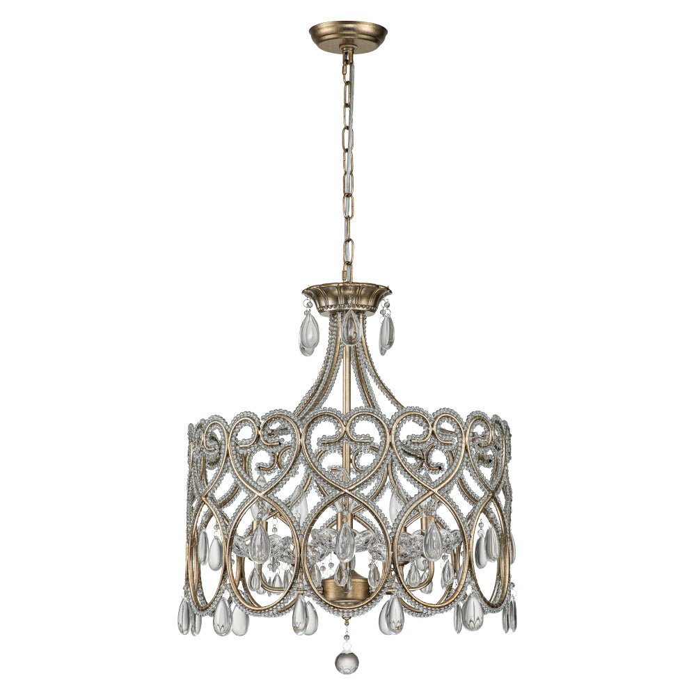 Cielo Antique Crystal Drum Chandelier - Lamp Copper