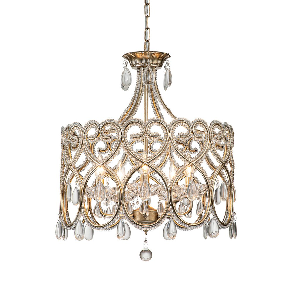 Cielo Antique Crystal Drum Chandelier - Lamp Copper