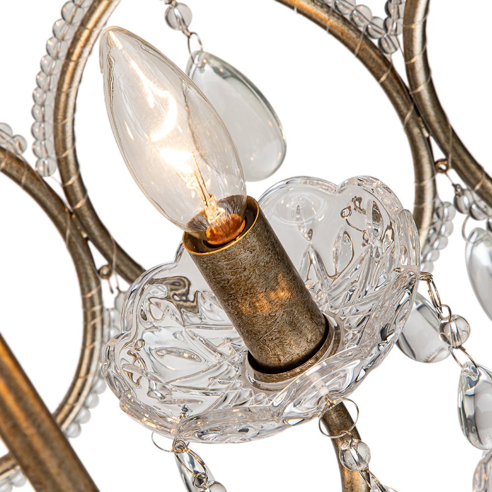 Cielo Antique Crystal Drum Chandelier - Lamp Copper