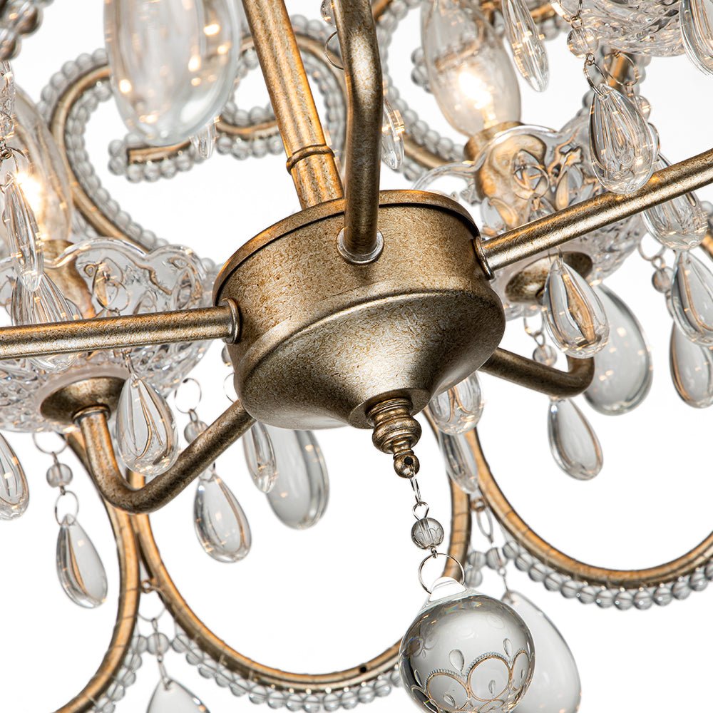 Cielo Antique Crystal Drum Chandelier - Lamp Copper