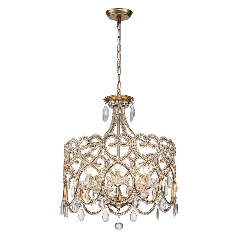 Cielo Antique Crystal Drum Chandelier - Lamp Copper