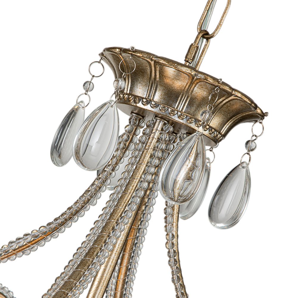 Cielo Antique Crystal Drum Chandelier - Lamp Copper