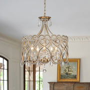 Cielo Antique Crystal Drum Chandelier - Lamp Copper
