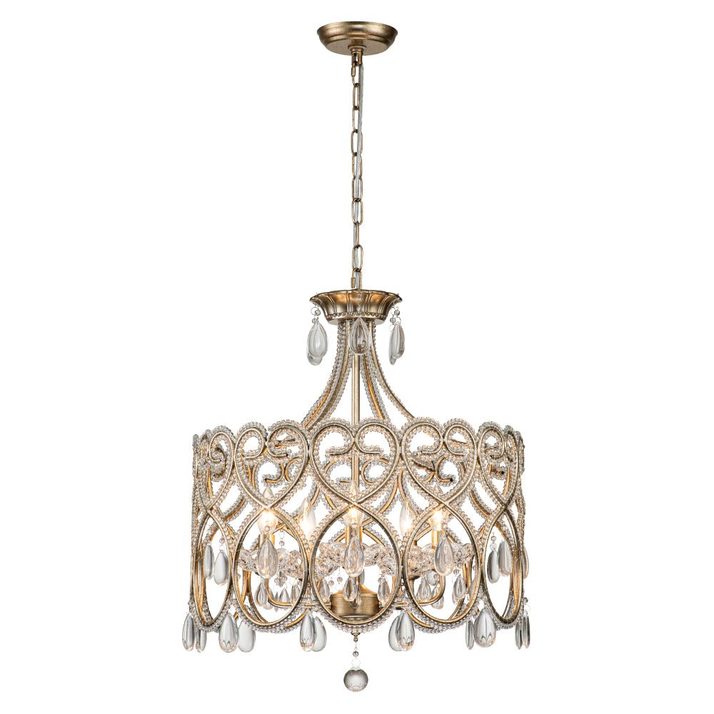 Cielo Antique Crystal Drum Chandelier - Lamp Copper