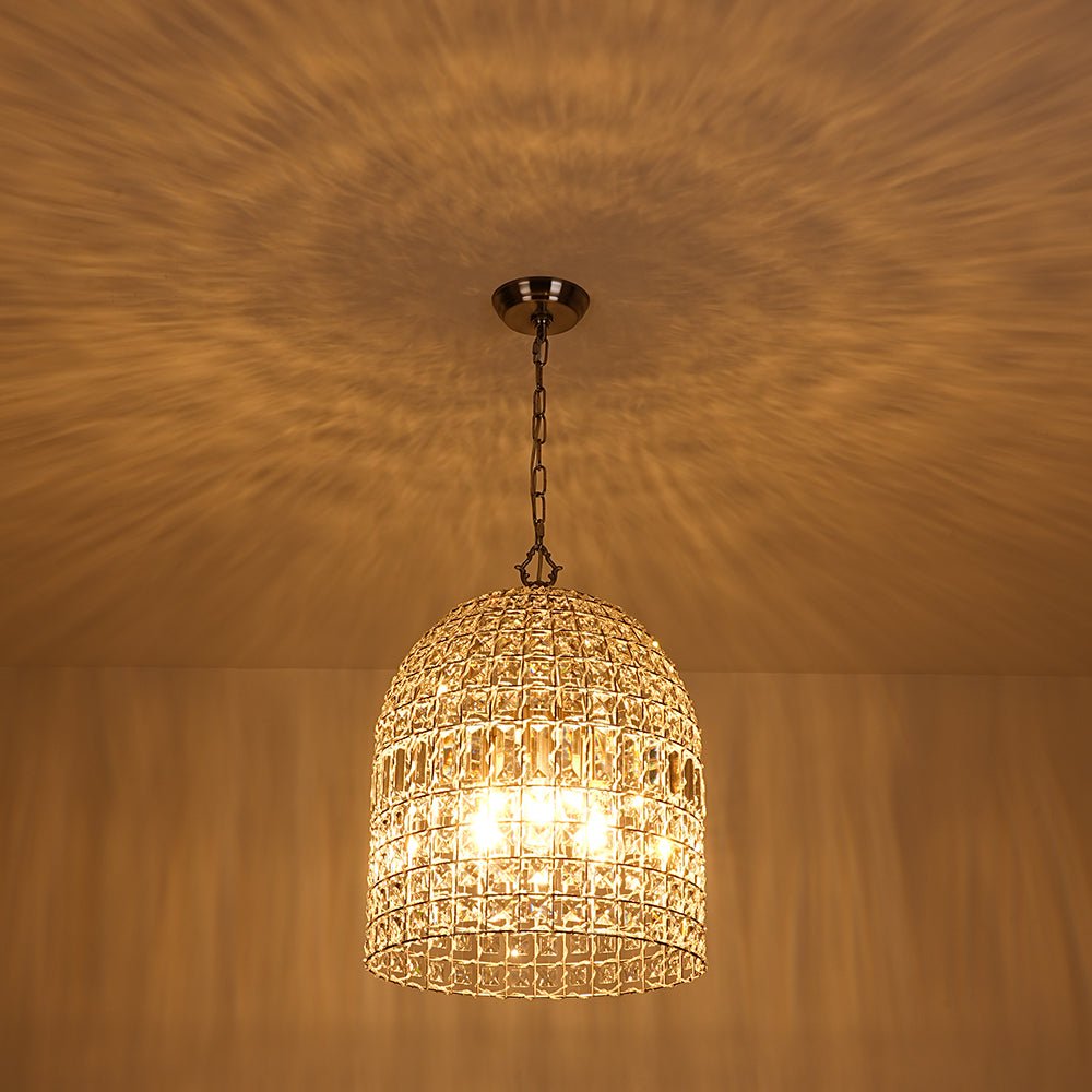 Elvora Antique Brass Crystal Chandelier - Lamp Copper