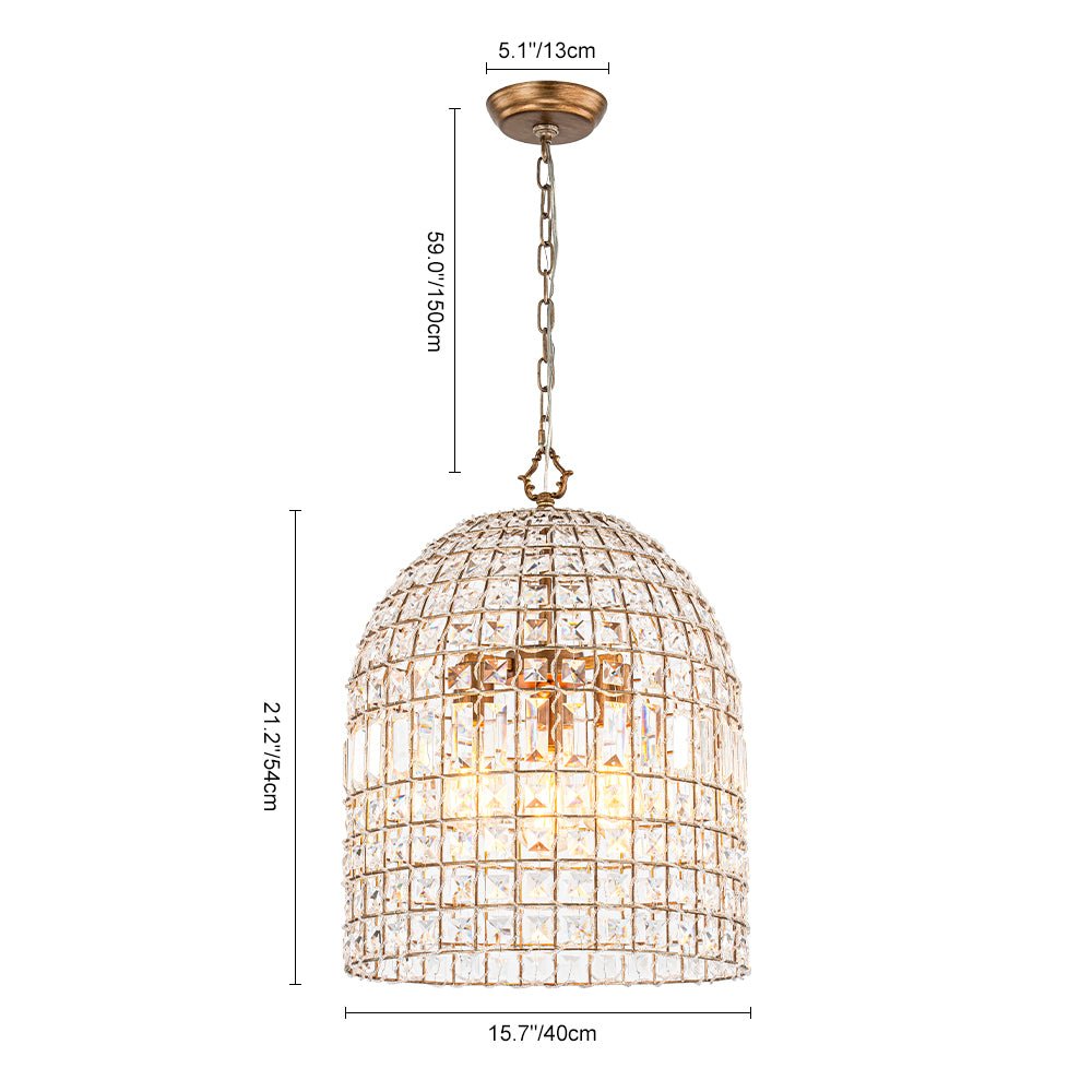 Elvora Antique Brass Crystal Chandelier - Lamp Copper