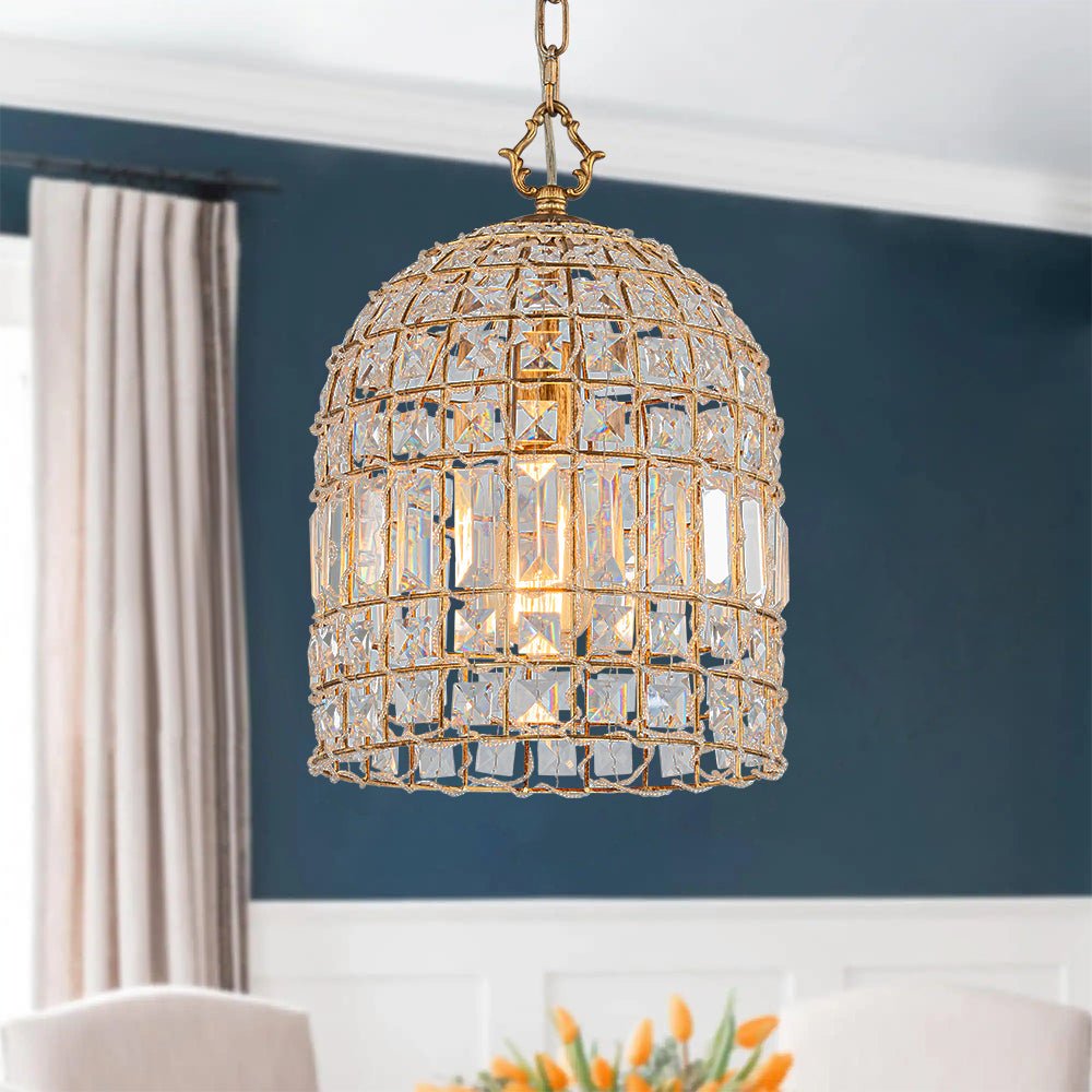 Elvora Antique Brass Crystal Chandelier - Lamp Copper