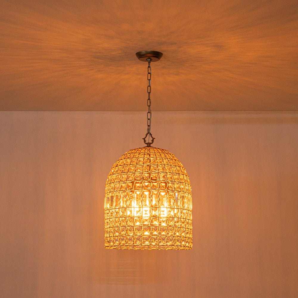 Elvora Antique Brass Crystal Chandelier - Lamp Copper
