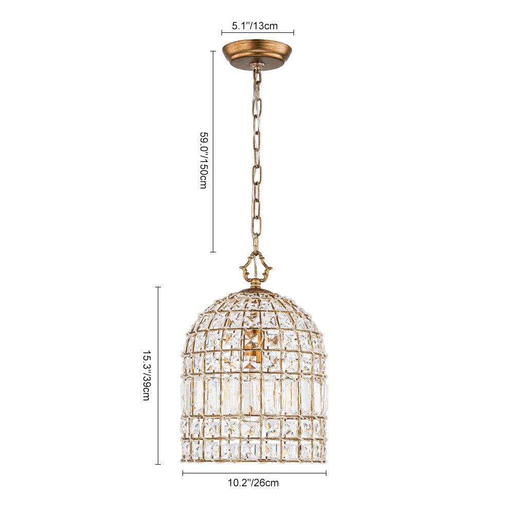 Elvora Antique Brass Crystal Chandelier - Lamp Copper