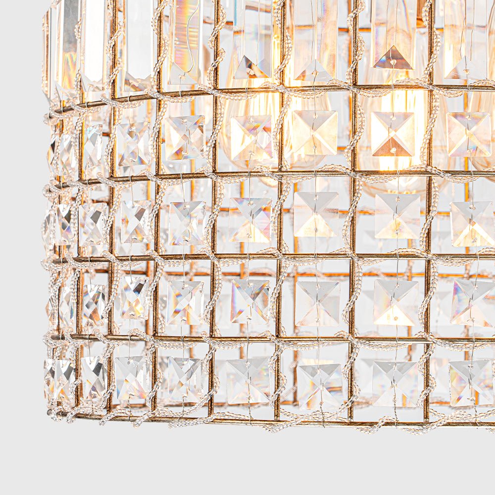 Elvora Antique Brass Crystal Chandelier - Lamp Copper