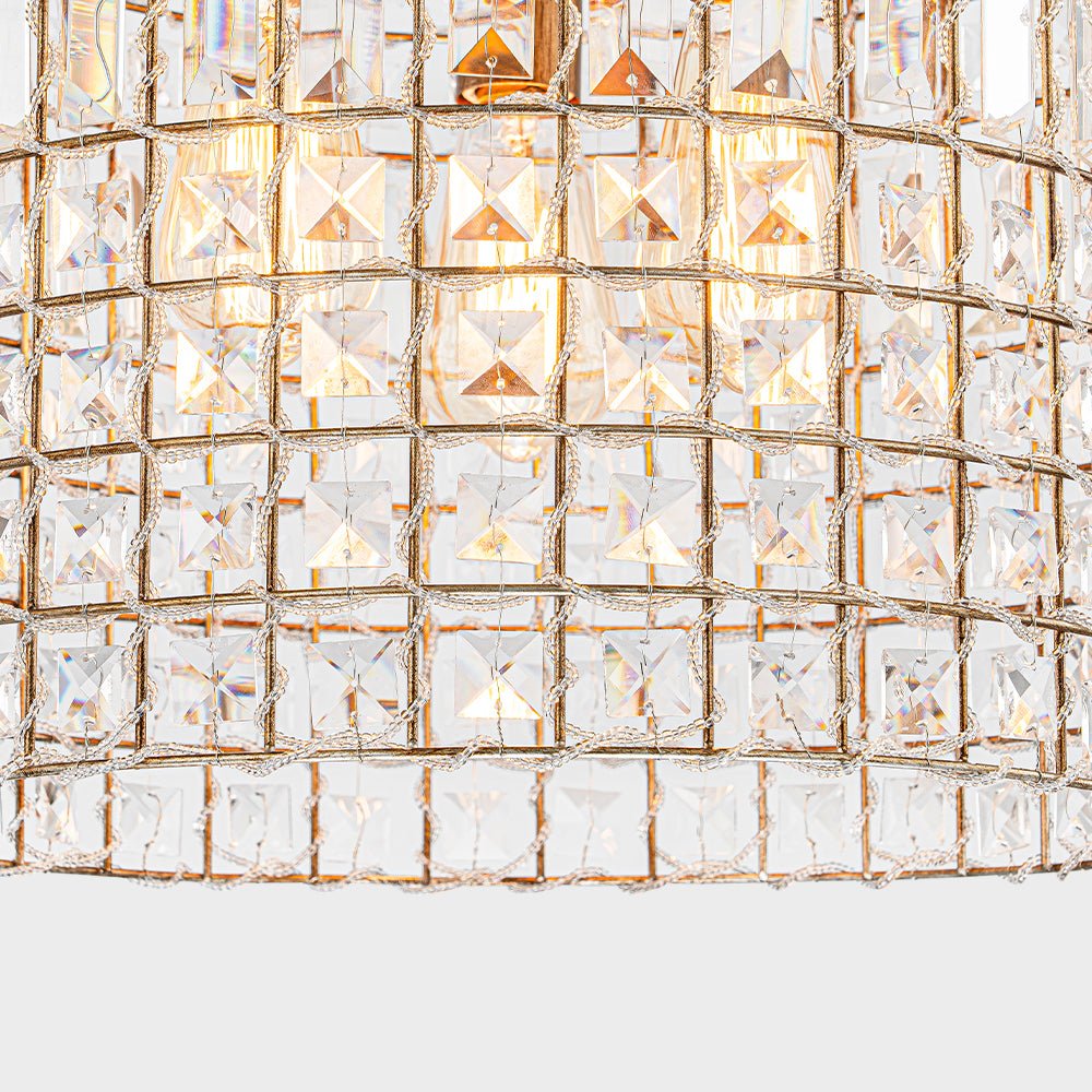 Elvora Antique Brass Crystal Chandelier - Lamp Copper