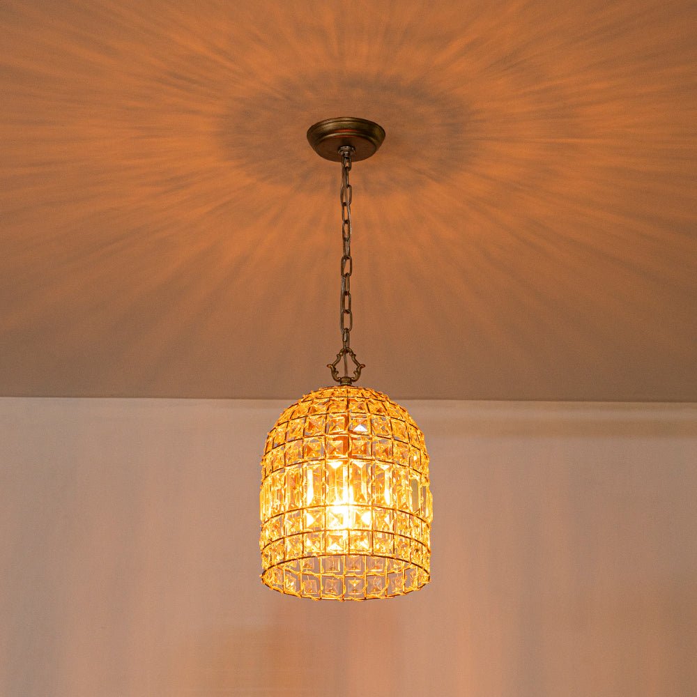 Elvora Antique Brass Crystal Chandelier - Lamp Copper