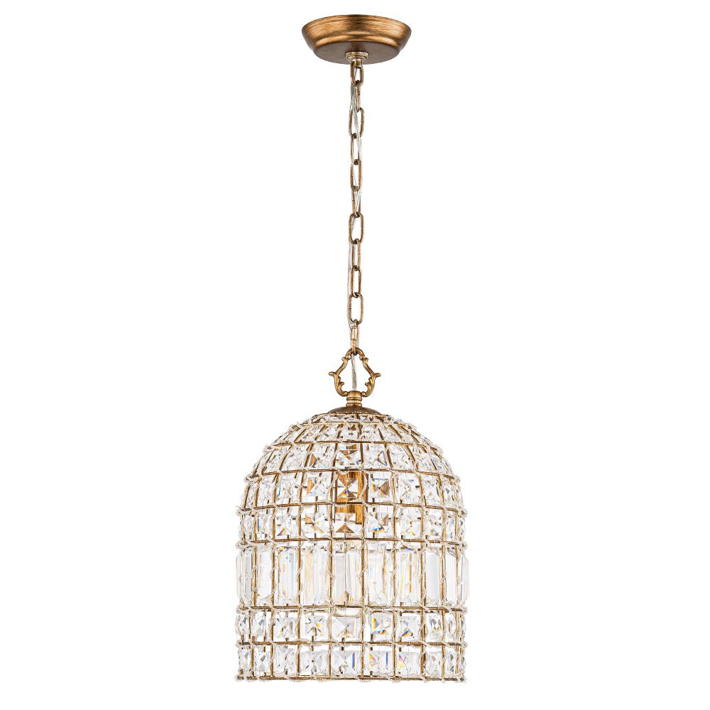Elvora Antique Brass Crystal Chandelier - Lamp Copper