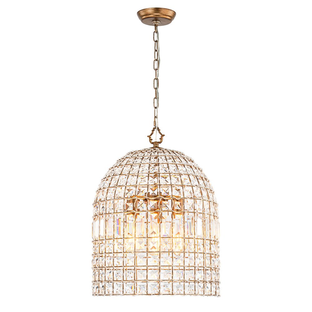 Elvora Antique Brass Crystal Chandelier - Lamp Copper