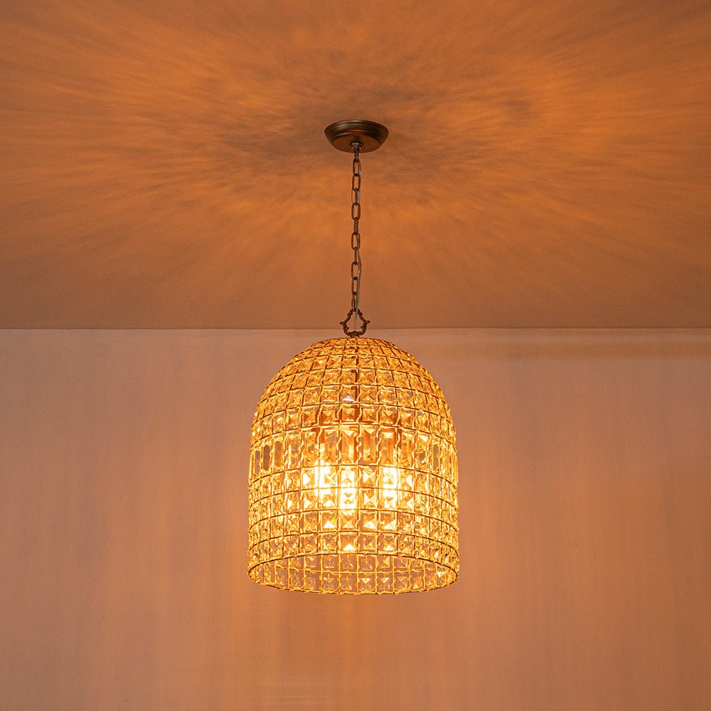 Elvora Antique Brass Crystal Chandelier - Lamp Copper