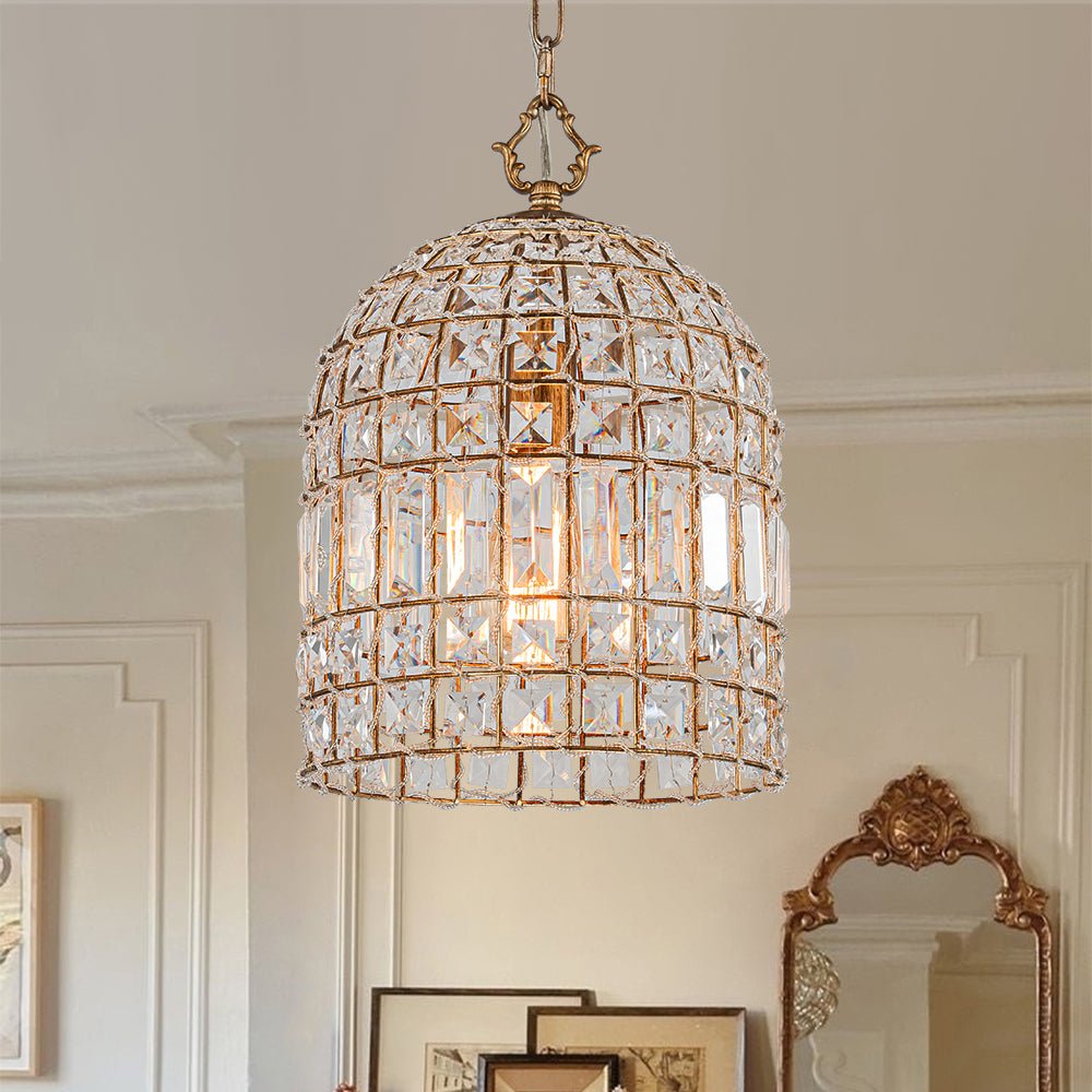 Elvora Antique Brass Crystal Chandelier - Lamp Copper