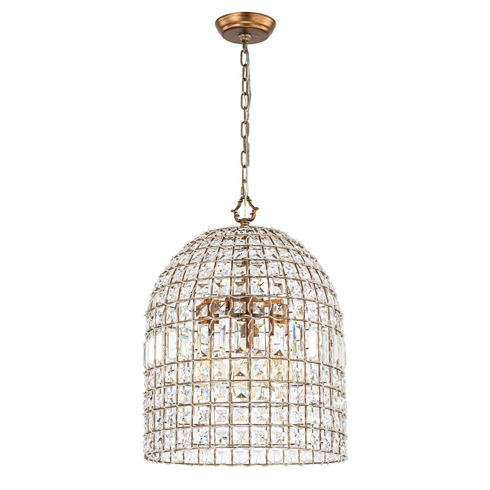 Elvora Antique Brass Crystal Chandelier - Lamp Copper