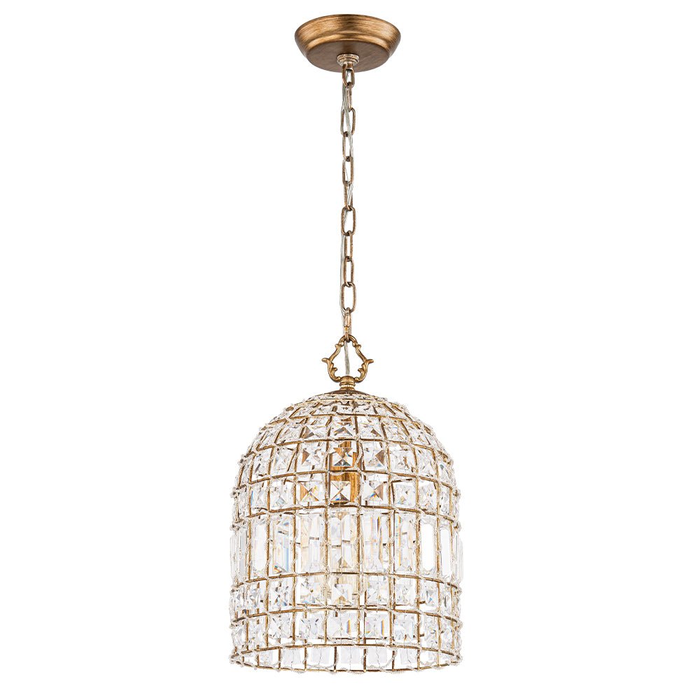 Elvora Antique Brass Crystal Chandelier - Lamp Copper