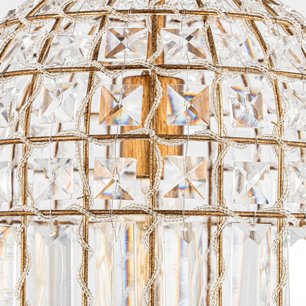 Elvora Antique Brass Crystal Chandelier - Lamp Copper