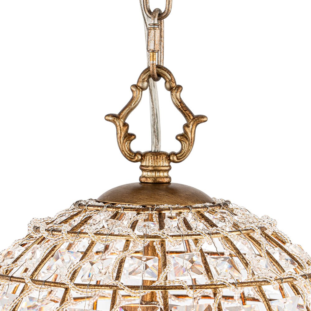 Elvora Antique Brass Crystal Chandelier - Lamp Copper