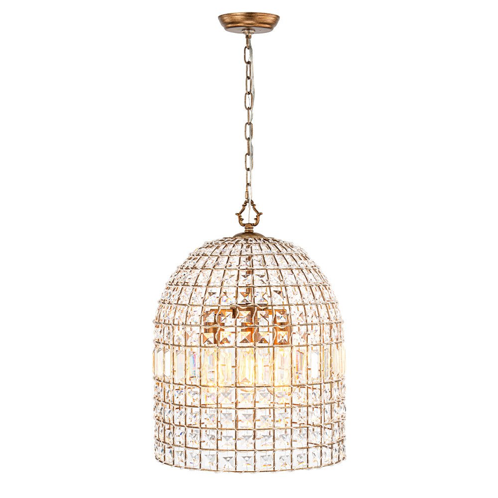 Elvora Antique Brass Crystal Chandelier - Lamp Copper