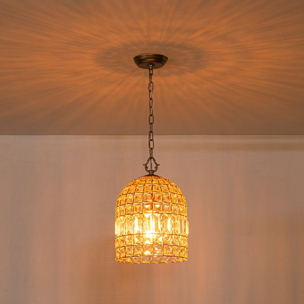 Elvora Antique Brass Crystal Chandelier - Lamp Copper