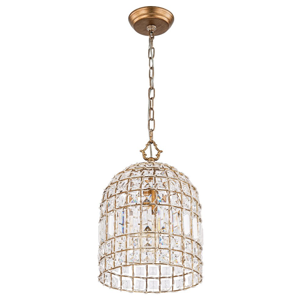 Elvora Antique Brass Crystal Chandelier - Lamp Copper