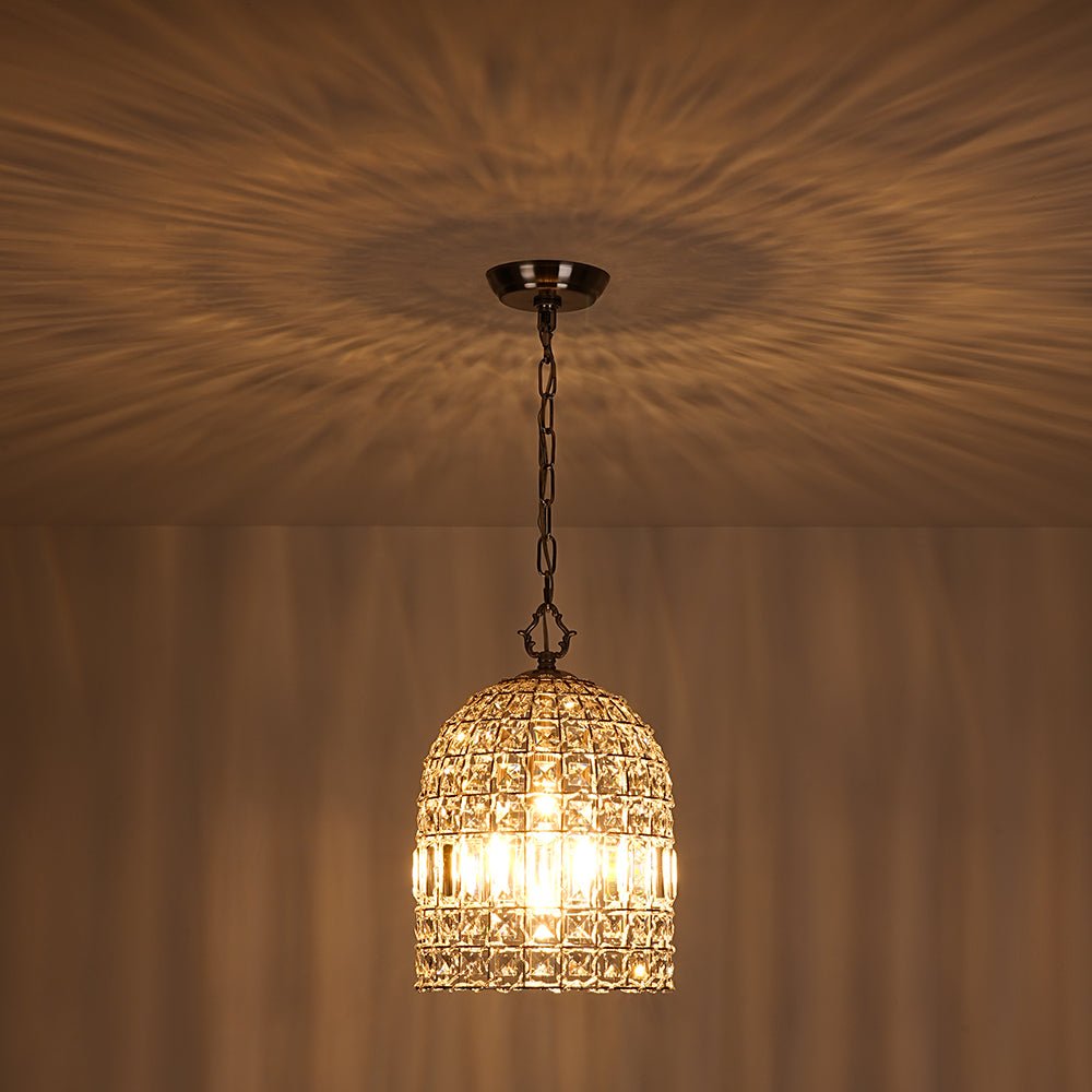 Elvora Antique Brass Crystal Chandelier - Lamp Copper