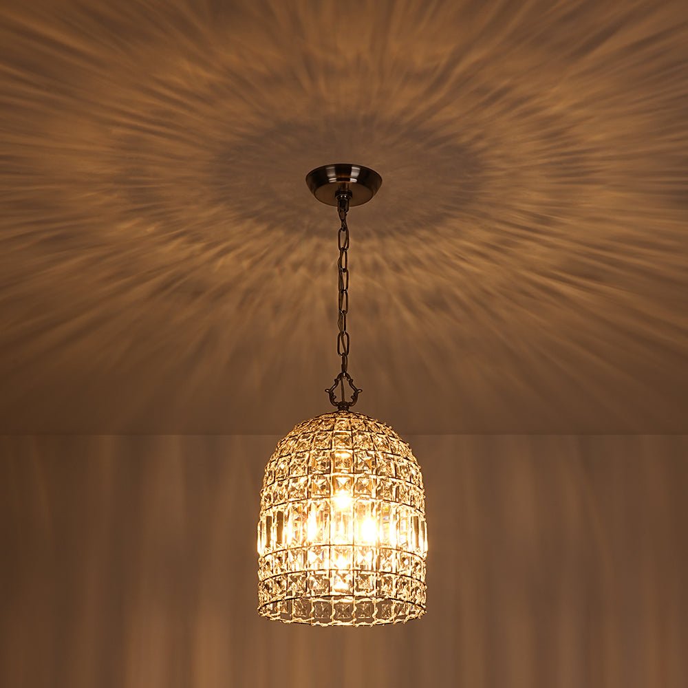 Elvora Antique Brass Crystal Chandelier - Lamp Copper