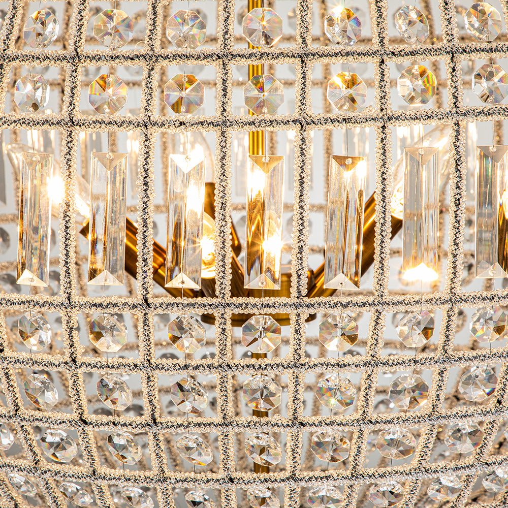 Roligt Vintage Globe Brass Crystal Chandelier - Lamp Copper