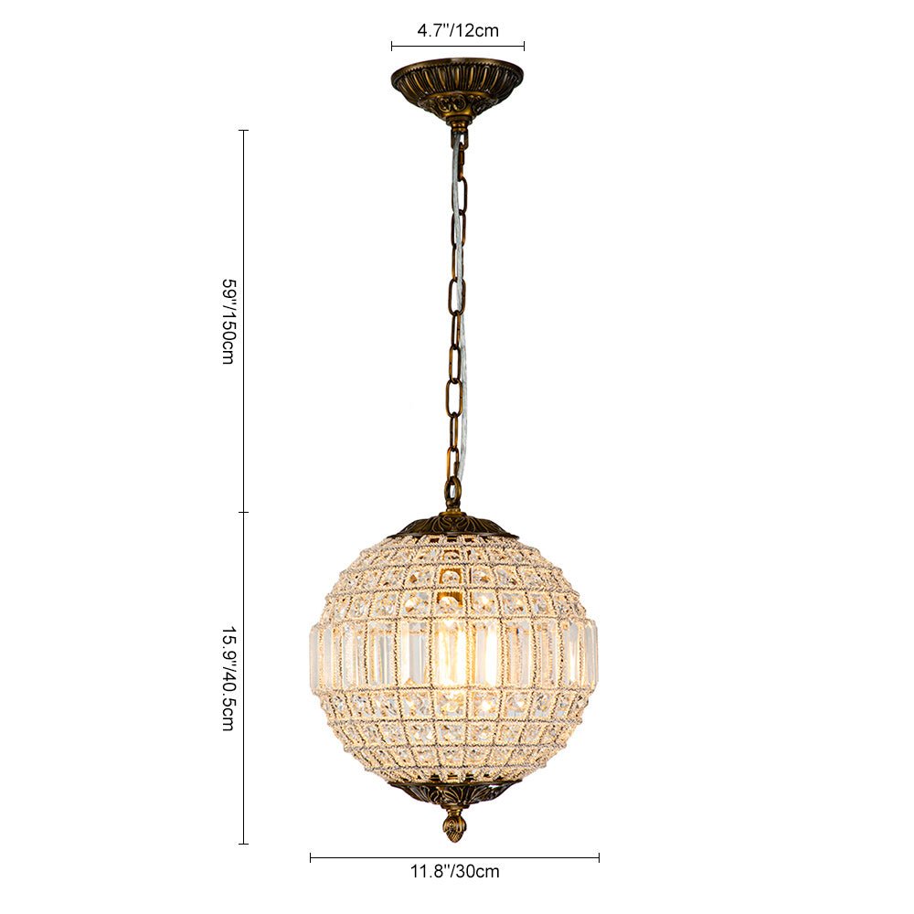 Roligt Vintage Globe Brass Crystal Chandelier - Lamp Copper
