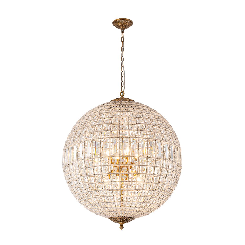 Roligt Vintage Globe Brass Crystal Chandelier - Lamp Copper