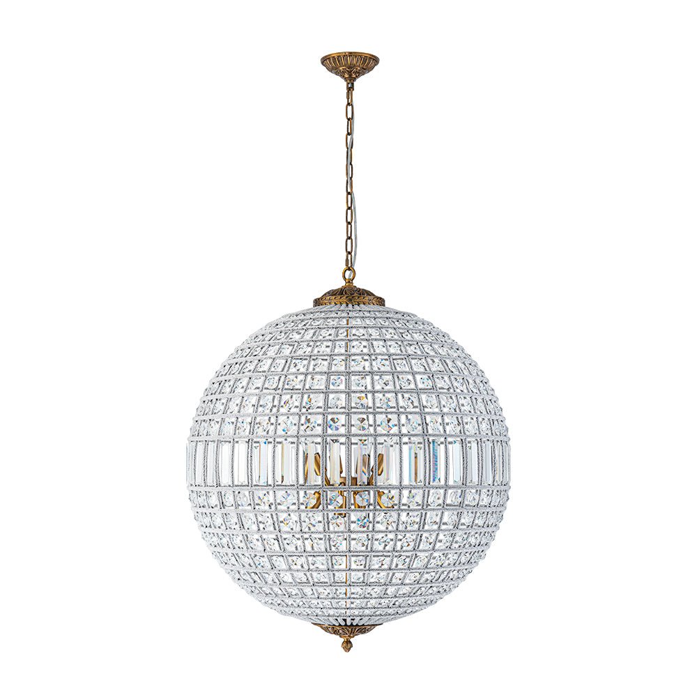 Roligt Vintage Globe Brass Crystal Chandelier - Lamp Copper